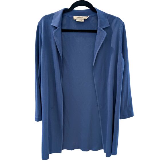Plein Air Blue Lightweight Open Front Knit Cardigan Jacket Size S Made in Korea - Picture 1 of 7